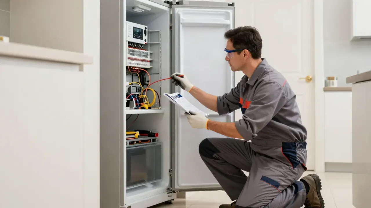 Extended Warranty Services in Los Angeles: appliance technician presenting a service report to a homeowner after completing