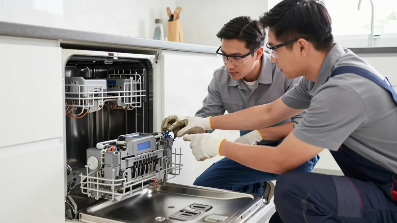 Appliance Repair in Los Angeles: appliance technician discussing the repair process with a customer in a home kitchen